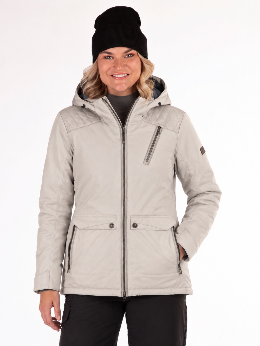 Boulder Gear Ski Snowboard Jacket 3-Way Removable Hood Fur Trim Beige S